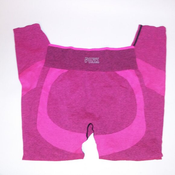 Victoria Secret PINK Leggings Large Seamless Pink Black Stretch Pants Skinny Pre - Picture 6 of 7